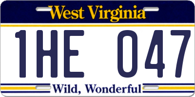 WV license plate 1HE047