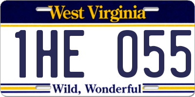 WV license plate 1HE055