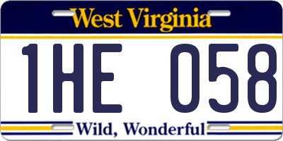 WV license plate 1HE058
