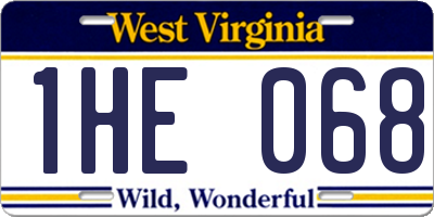 WV license plate 1HE068