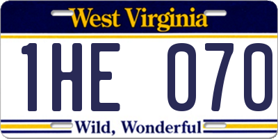 WV license plate 1HE070