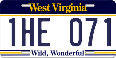 WV license plate 1HE071