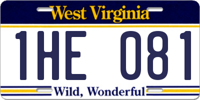 WV license plate 1HE081