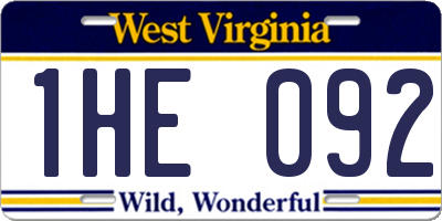 WV license plate 1HE092