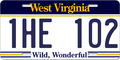 WV license plate 1HE102