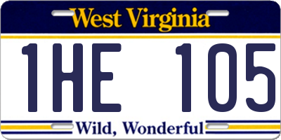 WV license plate 1HE105