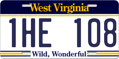 WV license plate 1HE108