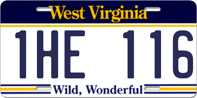 WV license plate 1HE116