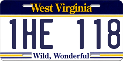 WV license plate 1HE118