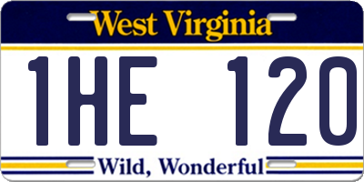 WV license plate 1HE120