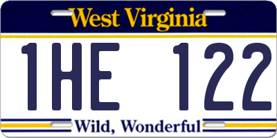WV license plate 1HE122