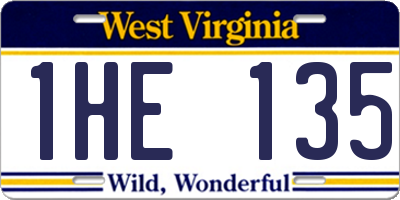 WV license plate 1HE135