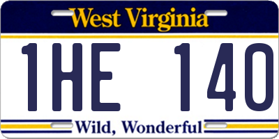 WV license plate 1HE140