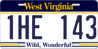 WV license plate 1HE143