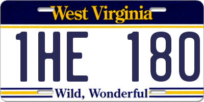 WV license plate 1HE180