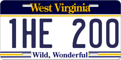 WV license plate 1HE200