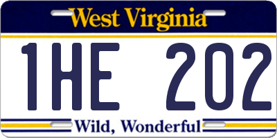 WV license plate 1HE202