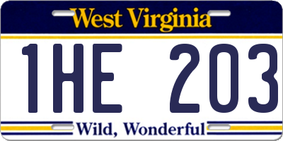 WV license plate 1HE203