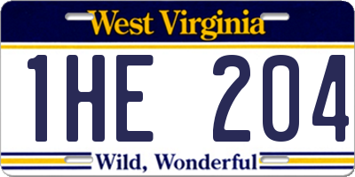 WV license plate 1HE204