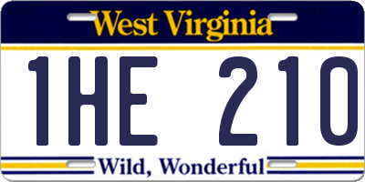WV license plate 1HE210