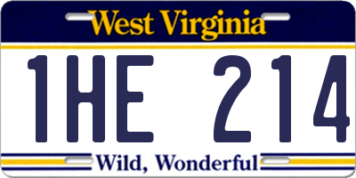WV license plate 1HE214