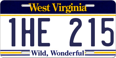 WV license plate 1HE215