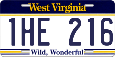 WV license plate 1HE216