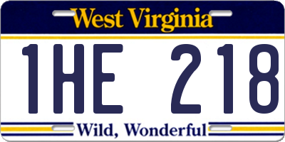 WV license plate 1HE218