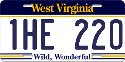 WV license plate 1HE220