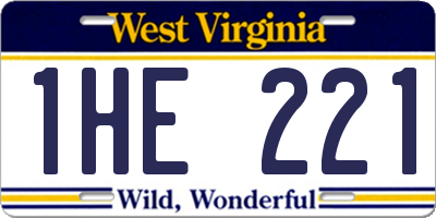 WV license plate 1HE221