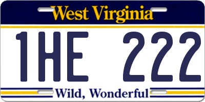 WV license plate 1HE222