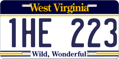 WV license plate 1HE223