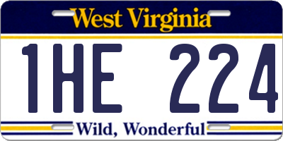 WV license plate 1HE224