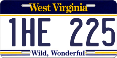 WV license plate 1HE225