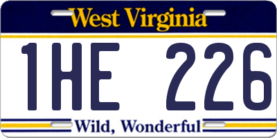 WV license plate 1HE226