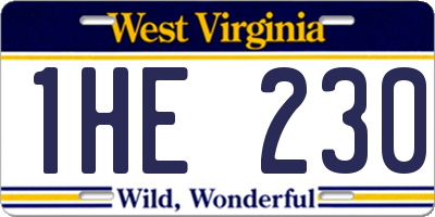 WV license plate 1HE230