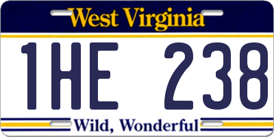WV license plate 1HE238