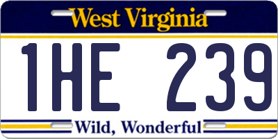 WV license plate 1HE239