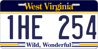 WV license plate 1HE254