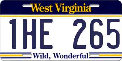 WV license plate 1HE265