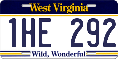 WV license plate 1HE292