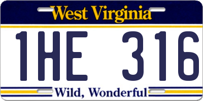 WV license plate 1HE316