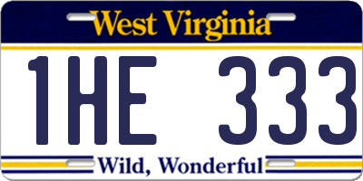 WV license plate 1HE333