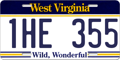 WV license plate 1HE355