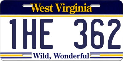 WV license plate 1HE362