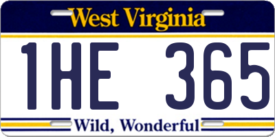 WV license plate 1HE365