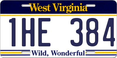 WV license plate 1HE384