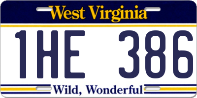 WV license plate 1HE386