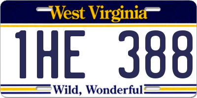 WV license plate 1HE388