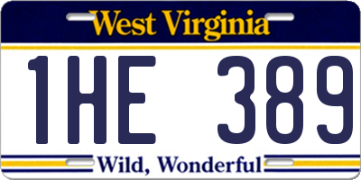 WV license plate 1HE389